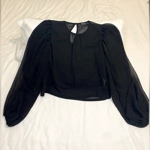 Nasty Gal black sheer top with balloon sleeves. Size 6. Never worn.